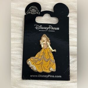 Disney 2012 Belle Beauty And The Beast Gold Dress Glitter Pin